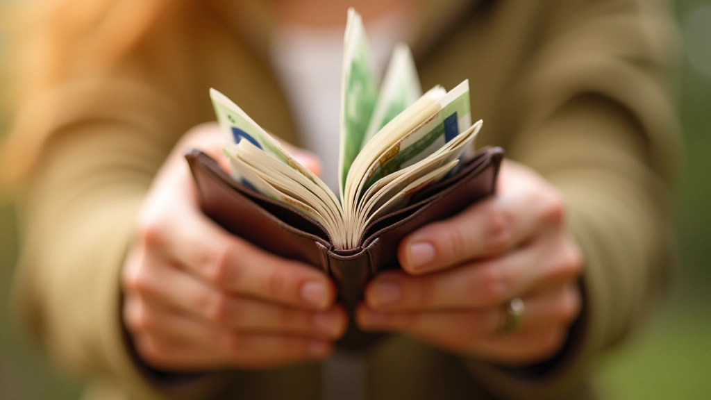 Mains tenant un portefeuille ouvert montrant des billets, symbole d'économies réalisées et d'argent épargné