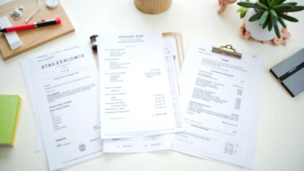 Factures reçues, stylo rouge, et surligueurs sur un dossier ouvert avec des montants en euros