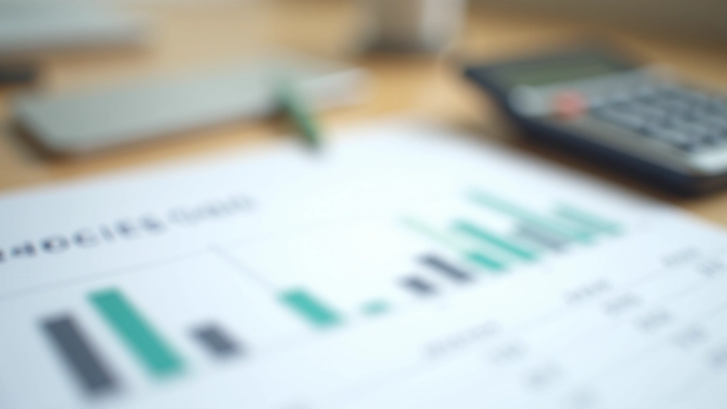 Tableau avec colonnes de chiffres, calculatrice, et graphique en barres colorées montrant une progression mensuelle