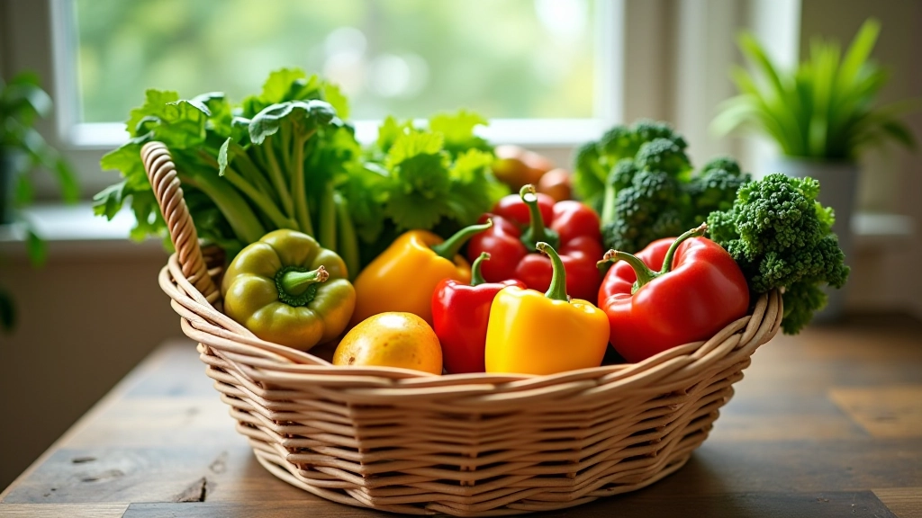 Panier de marché rempli de produits biologiques frais et de légumes colorés